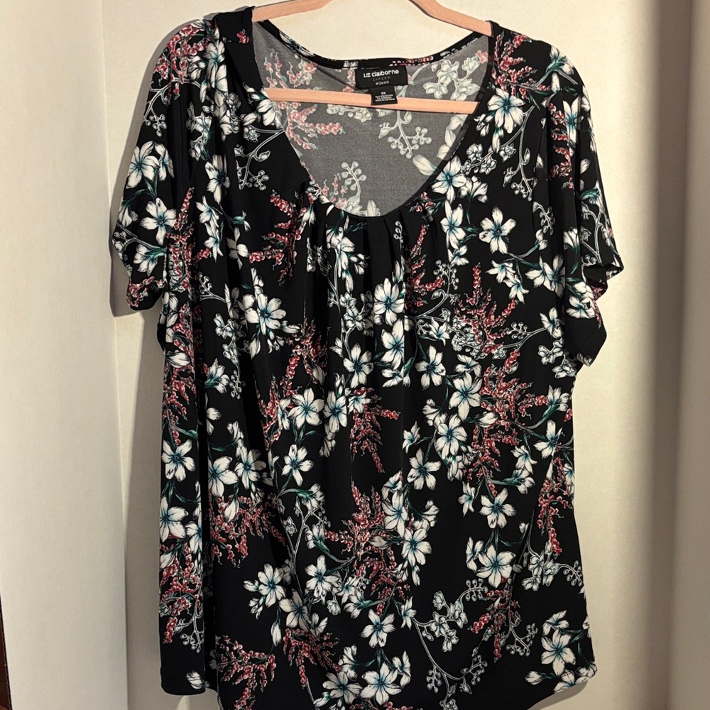 Liz Claiborne Black Floral Blouse